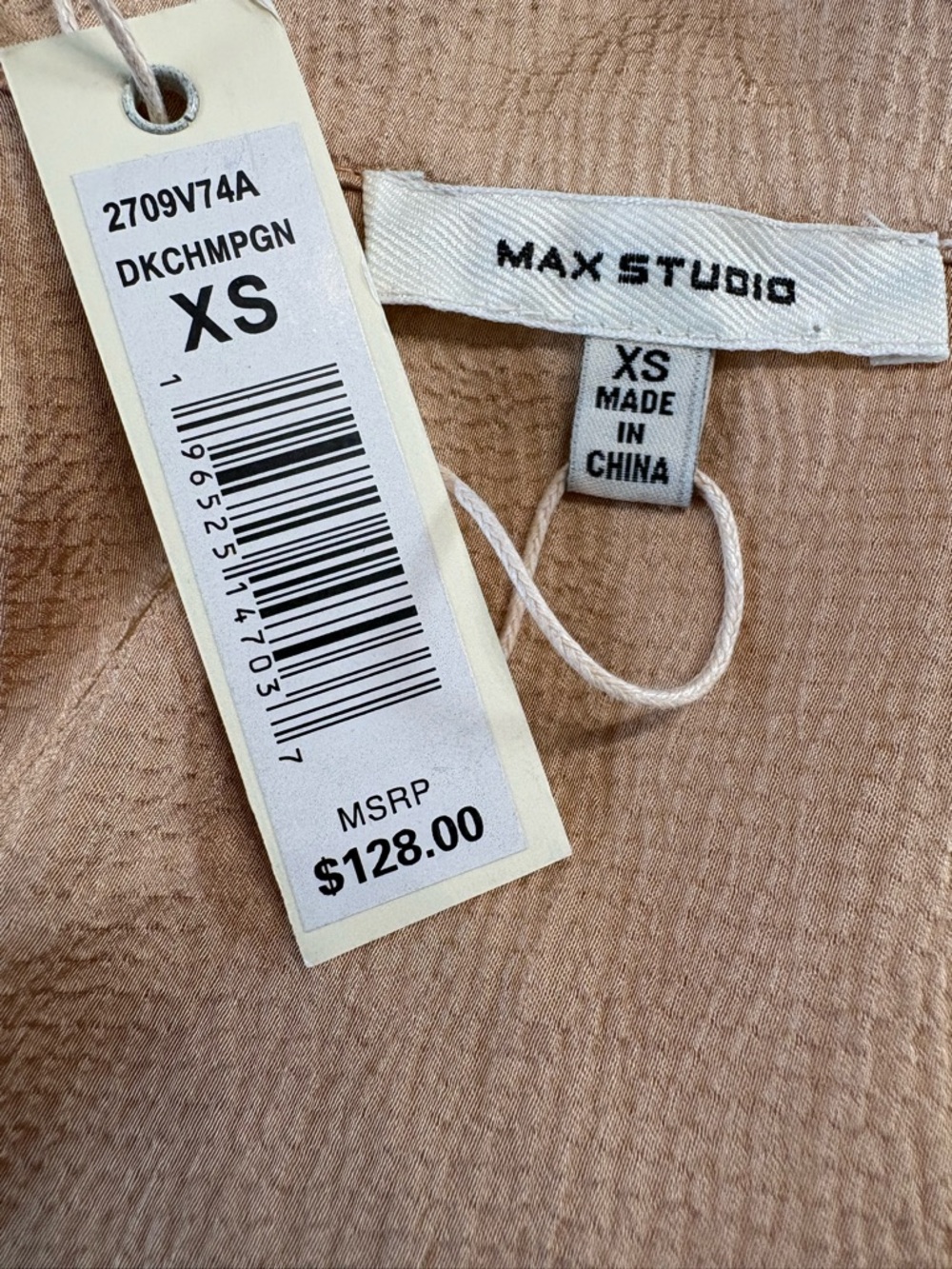 Max Studio Beige Ruffle Collar Button-Front Blouse - Picture 4 of 6